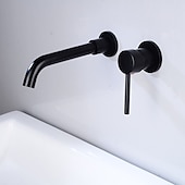 cheap Wall Mount-Wall Mounted Bathroom Faucet,Brass Electroplated Widespread Single Handle One Hole Rotatable Bathroom Sink Faucet with Hot and Cold Switch