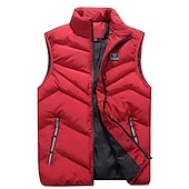 olcso Gilets-Férfi Puffer Vest Gilet Hegymászás Melegen tartani tömöríthető Légáteresztő Tél Ősz Tömör szín Fekete Rubin Sötétkék Szürke Pufferkabát