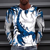 abordables T-shirts à imprimé animal-Homme Animal Scorpion T-shirt manche longue T-shirt Col rond Chemise Sports Mode Vêtements de sport Extérieur Vacances Rue Noir Blanche Jaune Automne Vêtement Tenue S M L XL XXL XXXL 4XL
