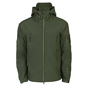abordables Chaquetas y abrigos de hombre-operaciones especiales de los hombres chaqueta táctica militar de caparazón suave abrigo de caza con capucha abrigo de lana con capucha al aire libre térmico cálido impermeable a prueba de viento forrado con vellón ligero gabardina de invierno superior pe