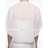billige Brudesjaler-Halv Erme Frakker  Jakker Chiffon  Bryllup  Fest  Kveld Kvinne Stola  Bolero Med Drapering  Ensfarget
