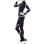 preiswerte Eiskunstlauf Trainingsoutfit-Eiskunstlauf-Jackett und -Hose Damen Mädchen Eislaufen Hosen / Regenhose Shirt Weiß Rosa Blau Glitzer Vlies Spandex Hochelastisch Ausbildung Wettbewerb Eiskunstlaufkleidung warm Kristalle Langarm