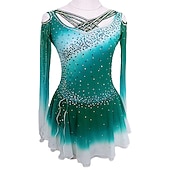 voordelige Schaatsjurken-Kunstschaatsjurk Dames Voor meisjes Schaatsen Jurken Outfits Zwart Geel Roze Open achterkant Spandex Hoge Elasticiteit Opleiding Wedstrijd Kunstschaatskleding Kristal / Bergkristal Lange mouw