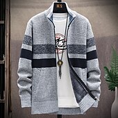 economico Maglioni Cardigan da uomo-Per uomo Felpa Cardigan Maglione con zip Giacca maglione Maglione in pile Maglia Lavorato a maglia Color Block Colletto alla coreana Moda Esterno Interni Abbigliamento Inverno Autunno Blu Grigio scuro