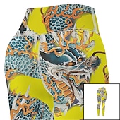 tanie Legginsy i legginsy do jogi-Damskie Spodnie do jogi Podnoszenie pośladków Wyszczuplenie brzucha Wysoka talia Trening w siłowni Bieganie Zdatność Legginsy 3/4 Graficzny Żółty Jesień Sport Odzież sportowa Wysoka elastyczność