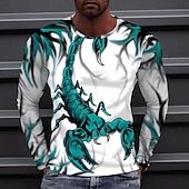 abordables T-shirts à imprimé animal-Homme Animal Scorpion T-shirt manche longue T-shirt Col rond Chemise Sports Mode Vêtements de sport Extérieur Vacances Rue Noir Blanche Jaune Automne Vêtement Tenue S M L XL XXL XXXL 4XL