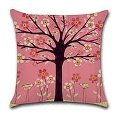 baratos estilo floral e plantas-conjunto de 5 fronhas estilo pastrol pintura a óleo capa de almofada sofá para casa almofada de linho falso para sofá-cama cadeira