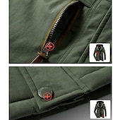 billiga Pufferjackor-herr vandrings fleece jacka vinterjacka tjock varm huva parka militär vindjacka utomhus avtagbar keps trenchcoat ytterkläder jakt skid snowboard camping grottning svart armé grön khaki mörkblå