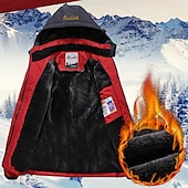 preiswerte Sportjacke-Herren Hoodie-Jacke Wanderjacke Skijacke Winter Draussen Winter Draussen Volltonfarbe warm halten Wasserdicht Windundurchlässig Fleece-Futter Oberbekleidung Windjacken Mantel Campen und Wandern Jagd