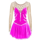 preiswerte Eiskunstlaufkleider-Eiskunstlaufkleid Damen Mädchen Eislaufen Kleider Austattungen Violett Weiß Gelb Patchwork Gitter Spandex Hochelastisch Ausbildung Wettbewerb Eiskunstlaufkleidung Patchwork Kristalle Langarm