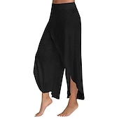 abordables jambe large et taille haute-femme jupe-culotte jambe large pantalon chino volants superposé extensible taille moyenne basique décontracté / sportif décontracté quotidien noir blanc s m été printemps&amp;amp; automne