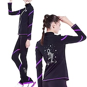 preiswerte Eiskunstlauf Trainingsoutfit-Eiskunstlauf-Jackett und -Hose Damen Mädchen Eislaufen Hosen / Regenhose Shirt Weiß Rosa Blau Glitzer Vlies Spandex Hochelastisch Ausbildung Wettbewerb Eiskunstlaufkleidung warm Kristalle Langarm