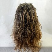 preiswerte Herrenperücken-braune Perücken für Männer synthetische Perücke gewellter Mittelteil Perücke lang ombre dunkelbraunes Kunsthaar Halloween Party Cosplay Perücken