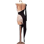 ieftine Ținute Dans Latin-dans salsa rochie de dans latino costume cristale/ strasuri antrenament pentru femei performanță petrecere mânecă lungă spandex mare/un umăr