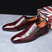abordables Officiel-chaussures habillées classiques en cuir marron pour hommes - idéales pour les événements formels et les réunions d&#039;affaires