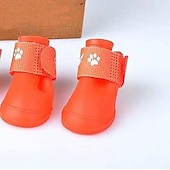 preiswerte Stiefel &amp; Pfotenschutz-Hunde Pelzige Kleintiere N / A Schuhe und Stiefel Wasserdicht Einfarbig Für Haustiere PU-Leder Rutschfest Purpur