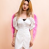 levne Halloween maska a rekvizity-kostým halloweenského peříčka s andělskými křídly – cosplay kostým pro ženy, dívky – ideální pro halloweenský cosplay, vánoční ozdoby, sváteční večírky, přehlídky na molu 60 cm/23,6 palce