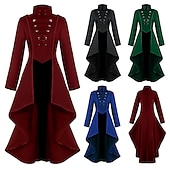 ieftine Îmbrăcăminte exterioară-Retro / vintage Punk și gotic Medieval Geacă Mascaradă Σμόκιν Vampiri Doctorul ciumei Stil Oficial Stil Vintage Mată Costume de fancy Pentru femei Steampunk Crăciun Halloween Carnaval Petrecere