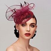 economico Fascinator-Piume/fascinatori a rete kentucky derby cappello/copricapo con piume/berretto/fiore 1 pezzo matrimonio/corsa di cavalli/copricapo per il giorno delle donne