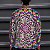 billiga 3D T-shirts-Herr 3D Print T-shirt Långärmad T-shirt 3D-tryck Rund hals Skjorta Sport Mode Sportkläder Utomhus Semester Gata Rubinrött Blå Grön Höst Kläder S M L XL XXL XXXL 4XL