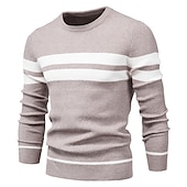 abordables Pull col rond-Homme Pull Chandail Pull Tricoter Tricoté Rayé Col Ras du Cou mode Extérieur Intérieur Vêtement Tenue Automne Hiver Noir Bleu S M L