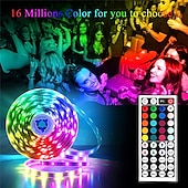 ieftine Telecomandă-98.4ft 30m smd5050 LED bandă rgb schimbarea culorii pentru living decor petrecere dormitor bucătărie bricolaj decorare acasă 8 moduri de iluminare suport adeziv