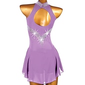 abordables Robes de Patinage Artistique-Robe de Patinage Artistique Femme Fille Patinage Robes Violet claire Rose clair Jaune Dos ouvert Maille Spandex Haute élasticité Compétition Tenue de Patinage Fait à la main Cristal / Stras Sans