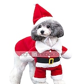 abordables regalos de navidad para mascotas-Perros Cabeza y Cuello Animales Pequeños de Pelo Mono Otros Disfraz de Navidad Ropa para Perro Ropa para cachorros Trajes De Perro Santa Transfiguración Disfraz N / A para perro niña y niño Tela de