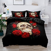 economico Set copripiumino-2 pz/3 pz biancheria da letto 3d copripiumino con stampa teschio set di biancheria da letto copripiumino con 1 copripiumino o copripiumino con stampa stampata ， 2 federe per matrimoniale/regina/re
