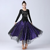 cheap Practice Wear-Ballroom Dance Dress Sequins Women's Performance Daily Wear Long Sleeve Natural Polystyrene Milk Fiber