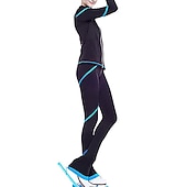 preiswerte Eiskunstlauf Trainingsoutfit-Eiskunstlauf-Jackett und -Hose Damen Mädchen Eislaufen Hosen / Regenhose Shirt Weiß Rosa Blau Glitzer Vlies Spandex Hochelastisch Ausbildung Wettbewerb Eiskunstlaufkleidung warm Kristalle Langarm