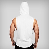 cheap Tank Tops-Men's Tank Top Vest Top Undershirt Sleeveless Shirt Sleeveless Hooded Summer Plain Sports Fashion Lightweight Vacation Casual Holiday Black White Blue Top Tee for Men