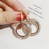ieftine Cercei-1 pereche Cercei cu Cristal For Pentru femei Fete Petrecere / Seară Dată Aur roz Circular Prinţesă / Modă