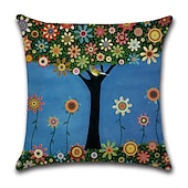 baratos estilo floral e plantas-conjunto de 5 fronhas estilo pastrol pintura a óleo capa de almofada sofá para casa almofada de linho falso para sofá-cama cadeira