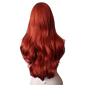 economico Parrucche di Carnevale-Parrucca Jessica Rabbit Lunga Ondulata Rame Rosso Cosplay 28 pollici Ricci Spiralati Anime Capelli Resistenti al Calore per Donne Parrucche di Halloween
