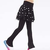 billiga Konståkningsbyxor och leggings-Byxor till konståkning Dam Flickor Skridskor Kjolar Damasker Kläder Svart / vit Lappverk Skinna Maska Hög Elasisitet Träning Tävling Skridskoplagg Håller värmen Handgjord Skridskoåkning Konståkning