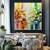 abordables Pinturas abstractas-Pintura al óleo hecha a mano lienzo arte de la pared decoración paleta cuchillo pintura color fantasía para decoración del hogar enrollado sin marco pintura sin estirar