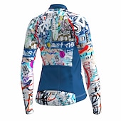 ieftine Tricouri pentru femei-Pentru femei Jersey de ciclism graffiti Amuzant Manșon Lung Bicicletă Jerseu Topuri cu 3 buzunare spate Ciclism montan Ciclism stradal Uscare rapidă Dungi reflectorizante Înapoi de buzunar