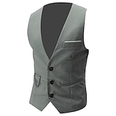 preiswerte Men&#039;s Vest-Herren Anzugweste Weste Formal Hochzeit Arbeit Karriere/ Zeremonie / Hochzeit Modisch 1920s Ganzjährig Polyester Einfarbig V Ausschnitt Schlank Wein Schwarz Weiß Marinenblau Weste