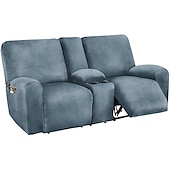 economico Poltrone reclinabili e poltrone wingback-copridivano reclinabile per divano a due posti con copriconsolle centrale, copridivano reclinabile per divano a due posti in velluto bordeaux elasticizzato, copridivano reclinabile per divano a due