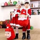 billiga Barnkostymer-Tomtekostymer jultomten Cosplay-kostym Kläder Julklänning Santa kläder Pojkar Jul Särskild Barn Jul Karnival Maskerad Jul Topp Byxor Skärp Hatt