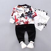 voordelige Sets-Jongens 3D Afdrukken Sweatshirt- en joggingbroekset Jas &amp; Broek Lange mouw Herfst Winter Stoer Casual Street Style Polyester Kinderen 1-5 jaar School Vakantie Straat Normale pasvorm