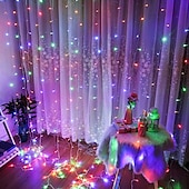 cheap USB String Lights-LED Window Curtain String Lights 3x3m Wedding Decoration 300 LEDs with 8 Lighting Modes Christmas Fairy Lights Home Décor Lights for Wedding Bedroom Party Garden Patio