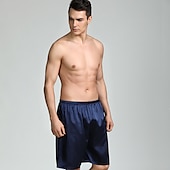 economico Dormire in basso-Per uomo Pigiami Boxer di seta Pantaloncini del pigiama 1 pc Colore puro Lusso Morbido Interni Spiaggia Seta sintetica Poliestere Traspirante Pantaloncini Retrò Di base Primavera Estate Argento Nero