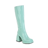 abordables Bottes à la mode-bottes gogo blanches hautes pour femmes avec talons compensés et fermeture à glissière - design rétro élégant pour les fêtes et les tenues décontractées