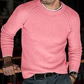abordables suéter de los hombres-Hombre Pulóveres Pull-over Tejer De Punto Color sólido Cuello Barco Elegante Estilo retro Diario Ropa Invierno Otoño Verde Trébol Negro S M L