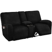 economico Poltrone reclinabili e poltrone wingback-copridivano reclinabile per divano a due posti con copriconsolle centrale, copridivano reclinabile per divano a due posti in velluto bordeaux elasticizzato, copridivano reclinabile per divano a due