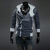 preiswerte Herrenjacken &amp; Herrenmäntel-Herren Frühling Herbst Solide / einfarbig Aktiv Cool Mit Kapuze Mittel Standard Schlank Schwarz Weiß Rot Blau Dunkelgrau Jacken