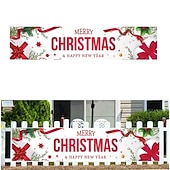 abordables Decoraciones para exteriores-banner de feliz navidad, decoraciones de banner de navidad al aire libre, decoración colgante de interior y exterior de navidad, suministros de decoración de fiesta de vacaciones de navidad 300 * 50 cm (10 pies * 18,9 pulgadas)