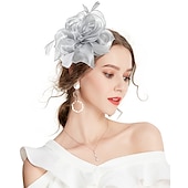 abordables Tocados-Fascinadores Tocado de Tul Fiesta de Té Carreras de Caballos Día de Damas Elegante Retro con Tocado de Flor y Pluma vestido para impresionar vestido para el día de carreras
